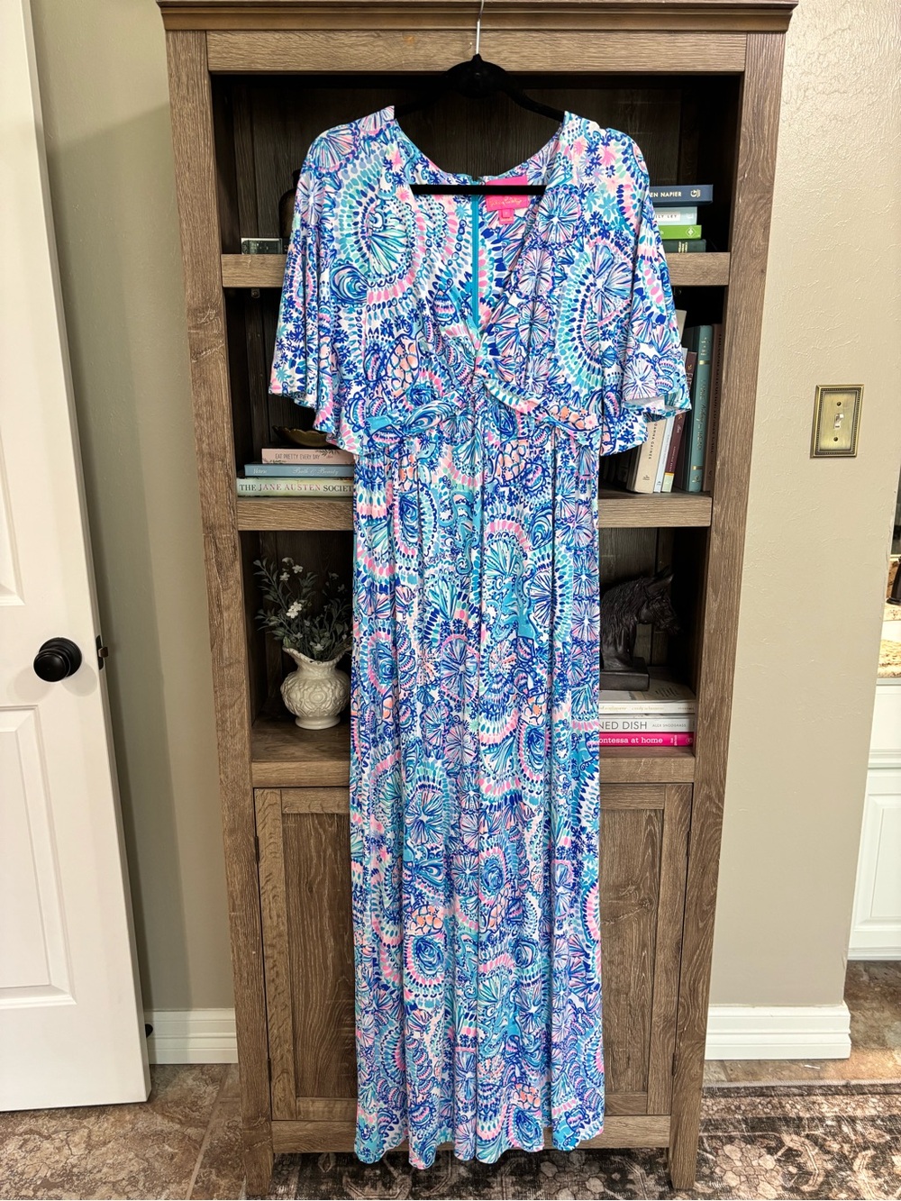 Lilly Pulitzer Minka Maxi Dress in Blue Grotto Commotion in the Ocean, Size 8
